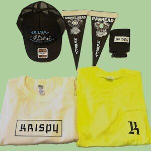 6 pc. bundle 2 Med Chopper Moto Cycles Shirts + Trucker Hat & Pennants NEW